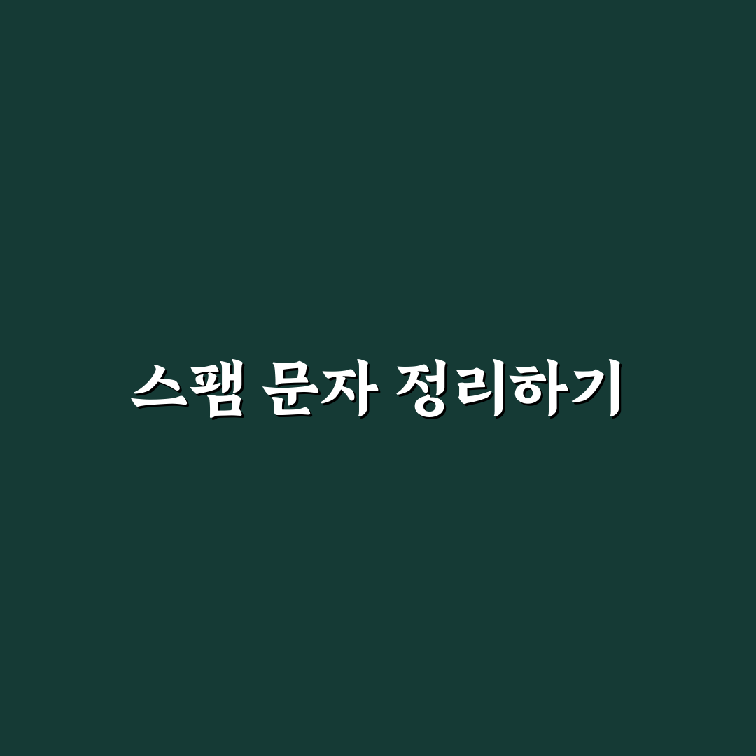 문자 정리법 스팸 메시지 줄이는 쉬운 방법과 꿀팁 공유