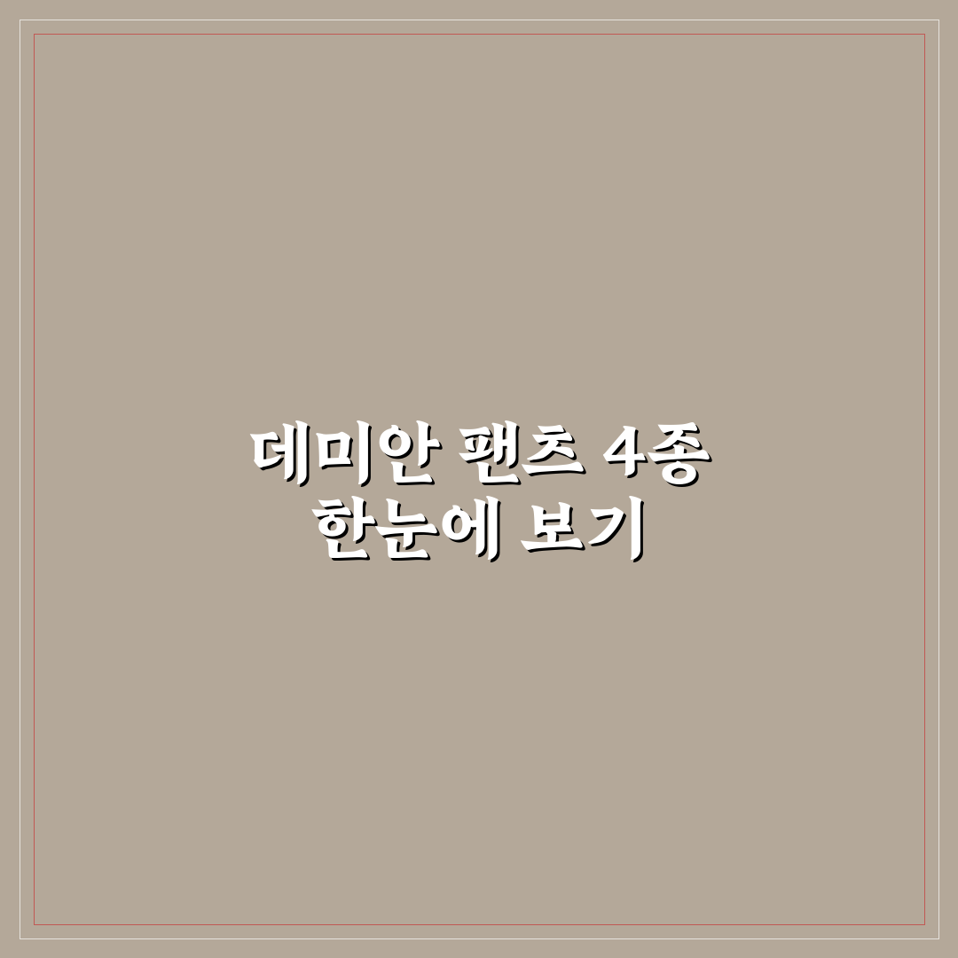 데미안 팬츠4종 비교와 선택 꿀팁 알려드려요