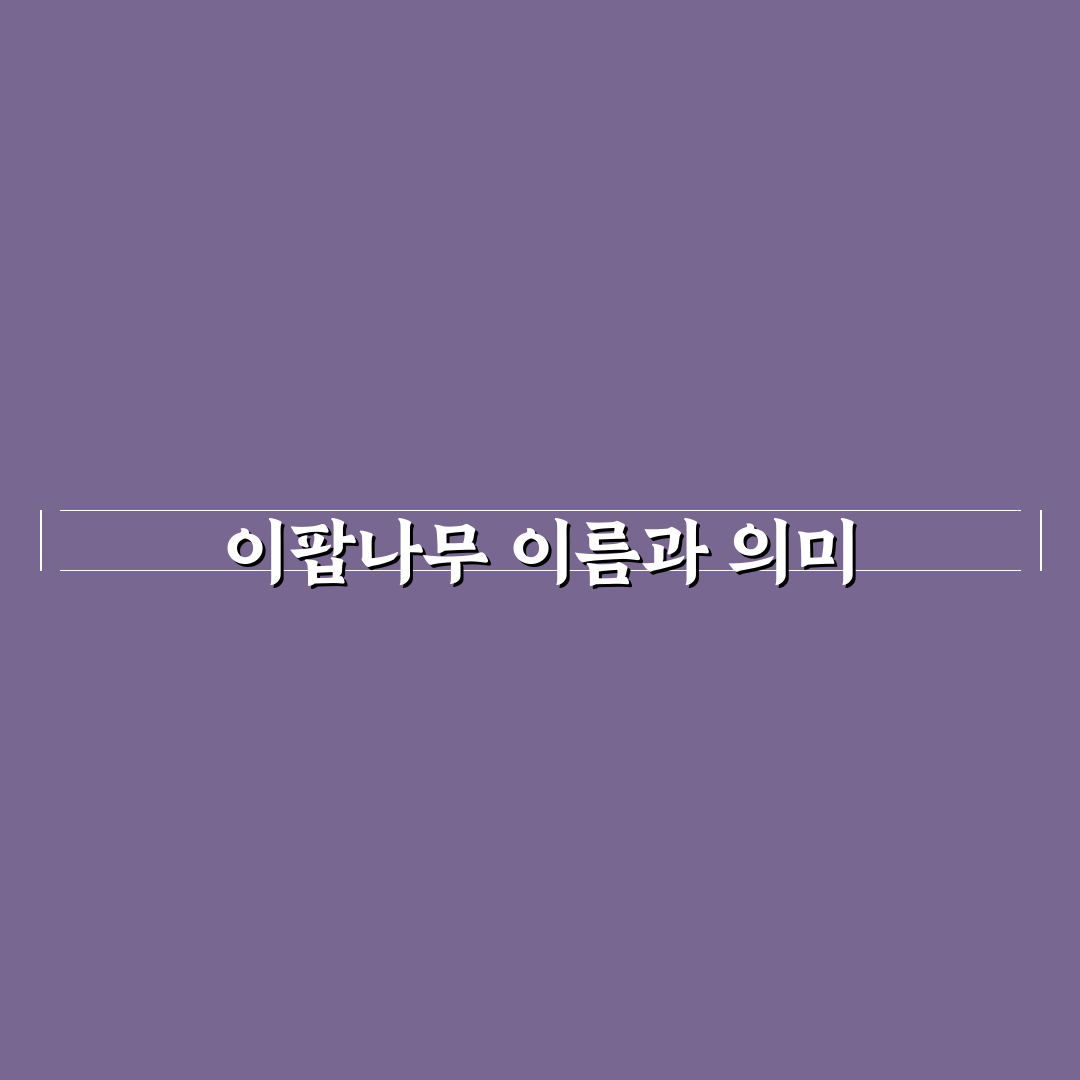 이팝나무 이름 유래와 뜻 쉽게 알려드려요